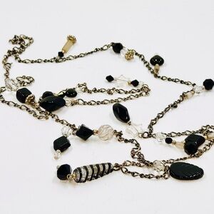 Vintage 925 ALL Sterling Silver & Glass Beaded Necklace Opera Length Long 44”